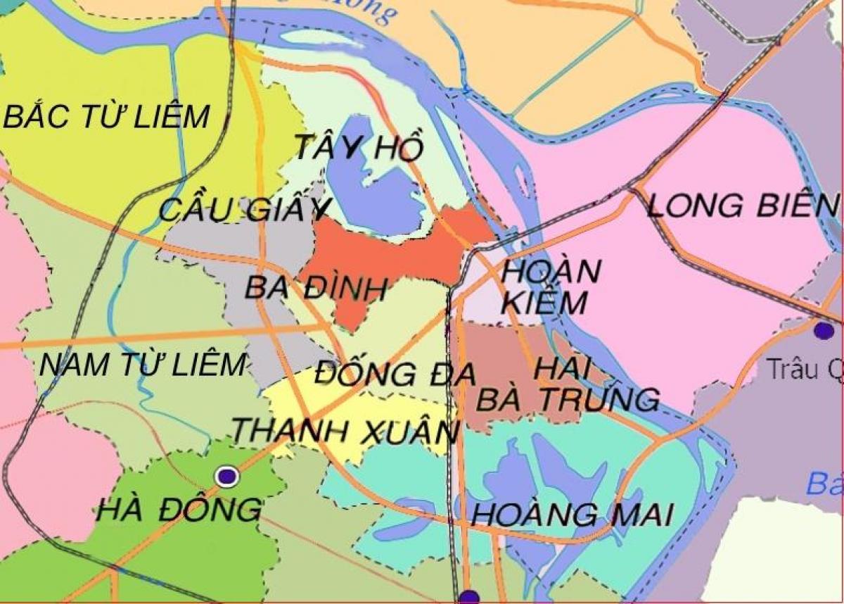 Karta över ha dong distriktet hanoi