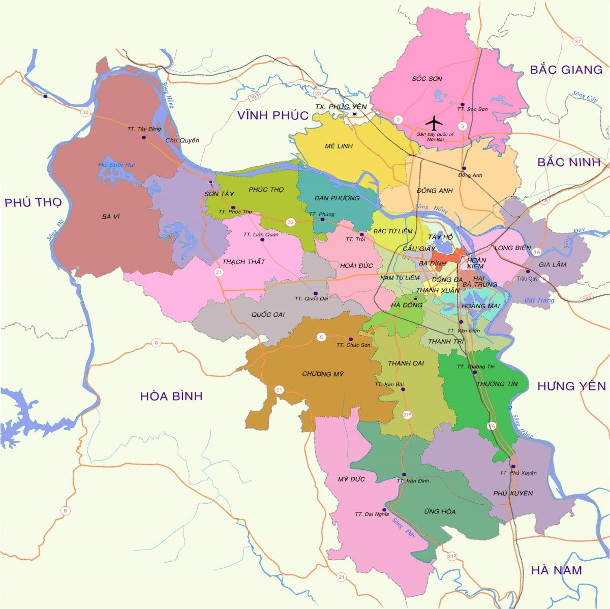 Karta över hanoi distriktet