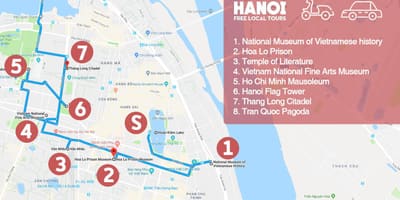 Hanoi franska kvarteren rundvandring karta